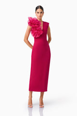 Verdessa V-Neck Maxi Dress in Raspberry Pink Poses Shot