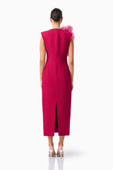 Verdessa V-Neck Maxi Dress in Raspberry Pink Back Shot