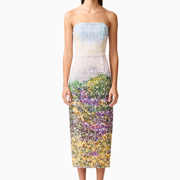 arden midi dress Arden Strapless Midi Dress in Multi Ombre
