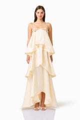 Poselia Tiered Gown Dress in Antique White front shot
