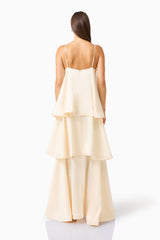 Poselia Tiered Gown Dress in Antique White back shot