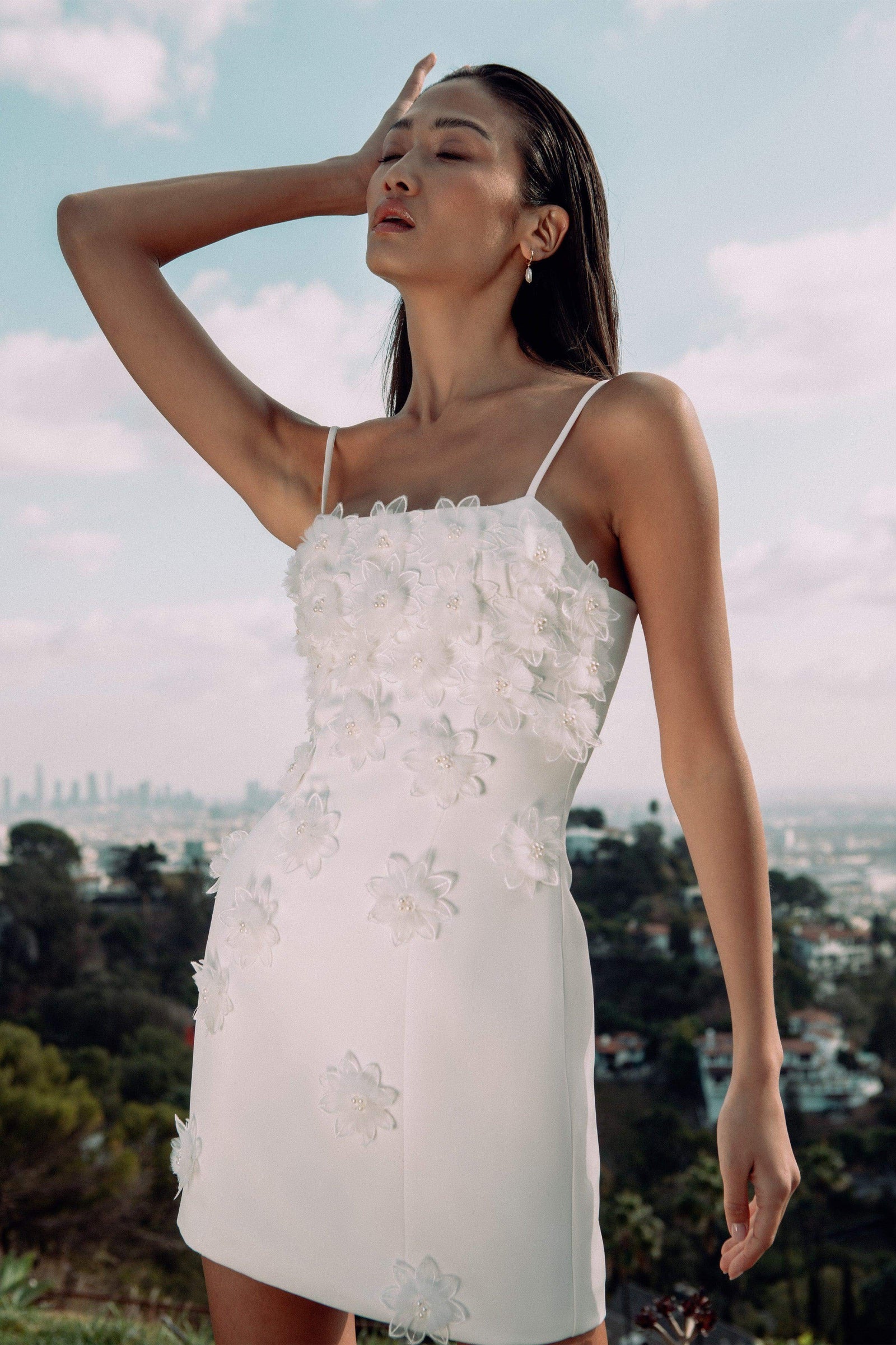 Sutton 3D Floral Mini Dress in White Elliatt Sutton 3D Floral Mini Dress in White Elliatt