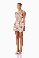 model wearing Meadowhawk Mini Sequin Dress In Pink side shot