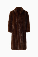 Camore Fur Coat in Brown with long sleeves ghost shot