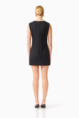 Noirette Shift Mini Dress in Black with back zipper back shot