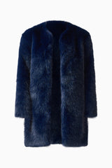 Oribela Fur Coat in Navy Blue ghost shot