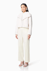 Fernie Cropped Faux Fur Jacket in White