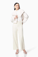 Fernie Cropped Faux Fur Jacket in White