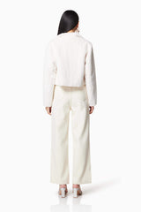 Fernie Cropped Faux Fur Jacket in White