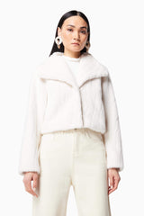 Fernie Cropped Faux Fur Jacket in White