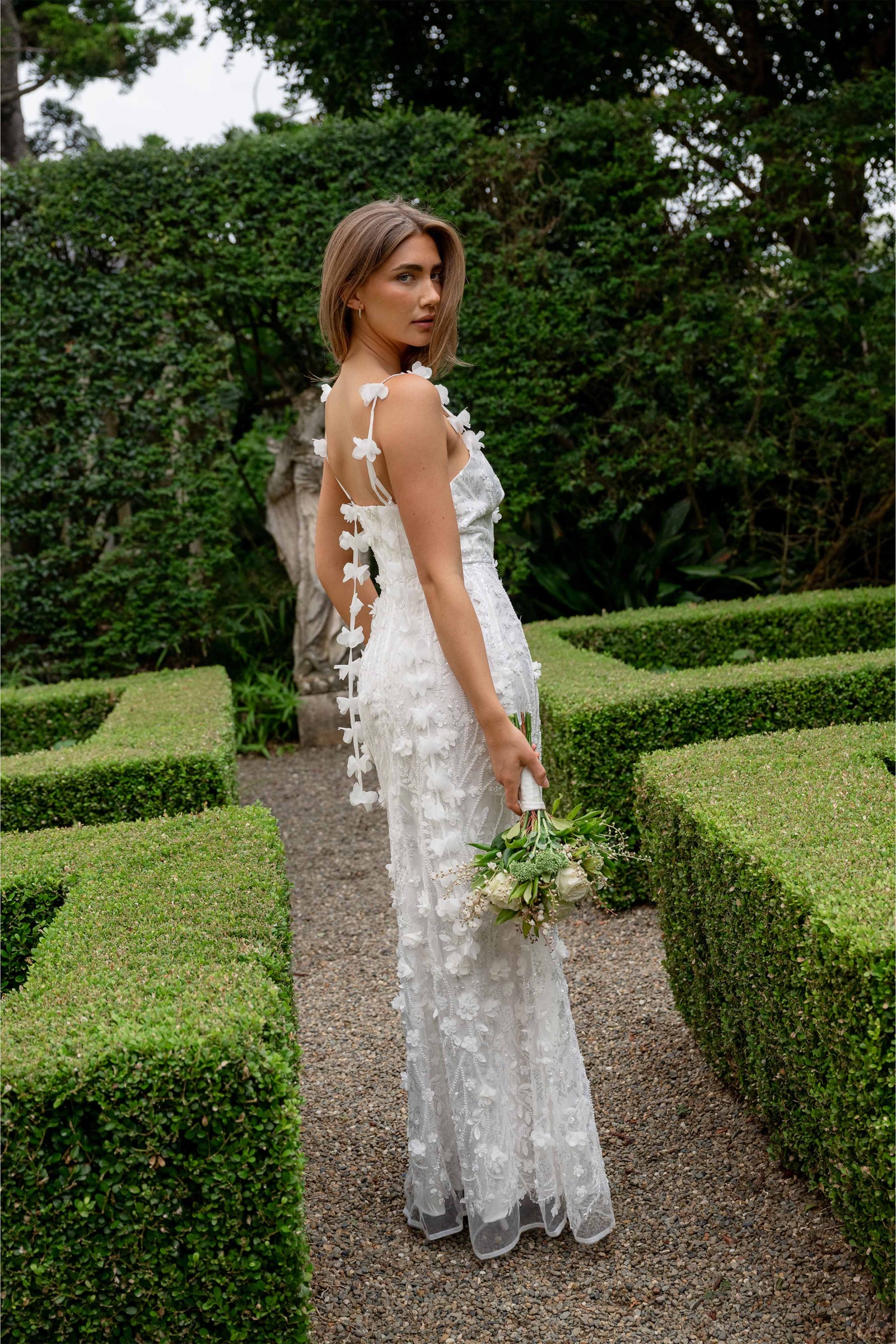Rina Beaded Gown - White - XXL