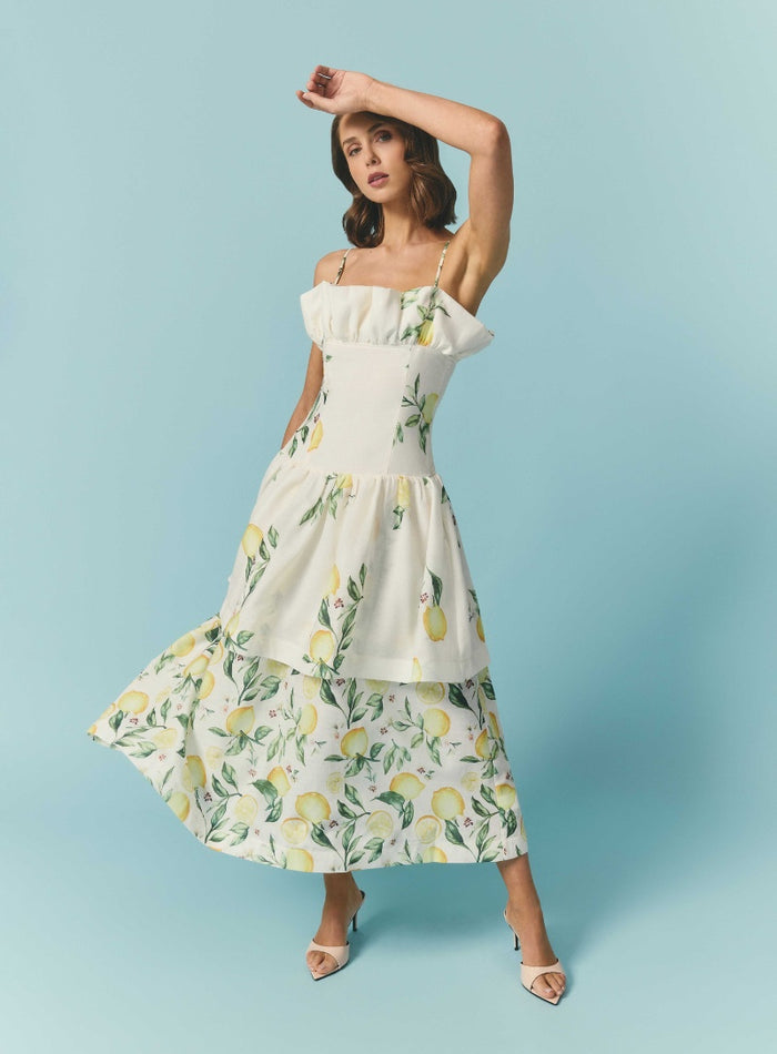 Esther Floral Maxi Dress | Slim Fit With Square Neckline Elliatt Esther Floral Maxi Dress | Slim Fit With Square Neckline Elliatt