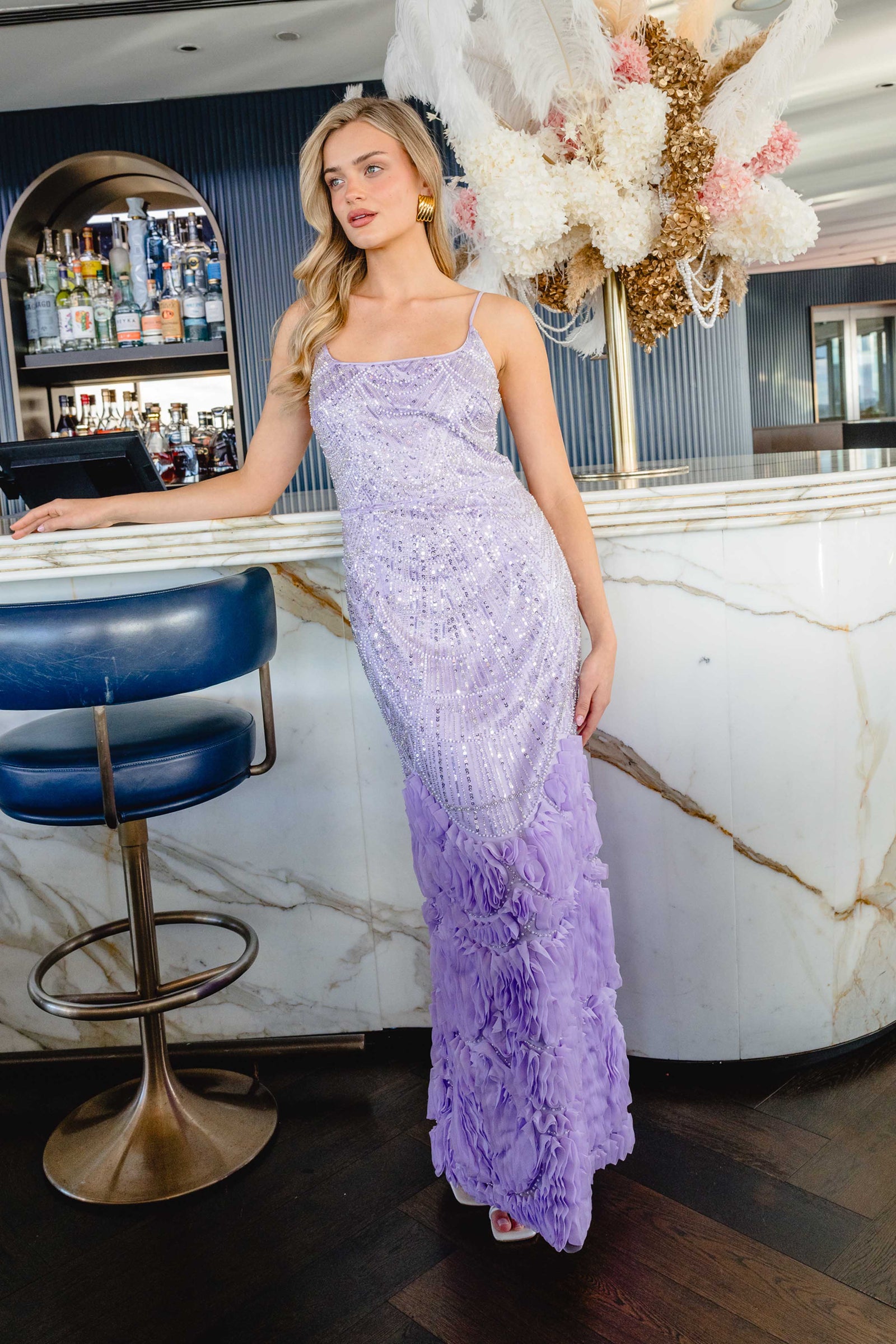 Cerise Embellished Gown in Purple