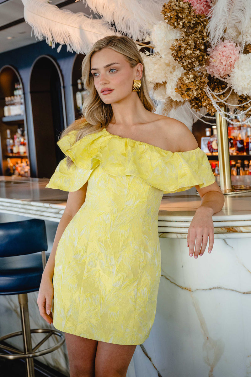 Luella One Shoulder Mini Dress in Yellow