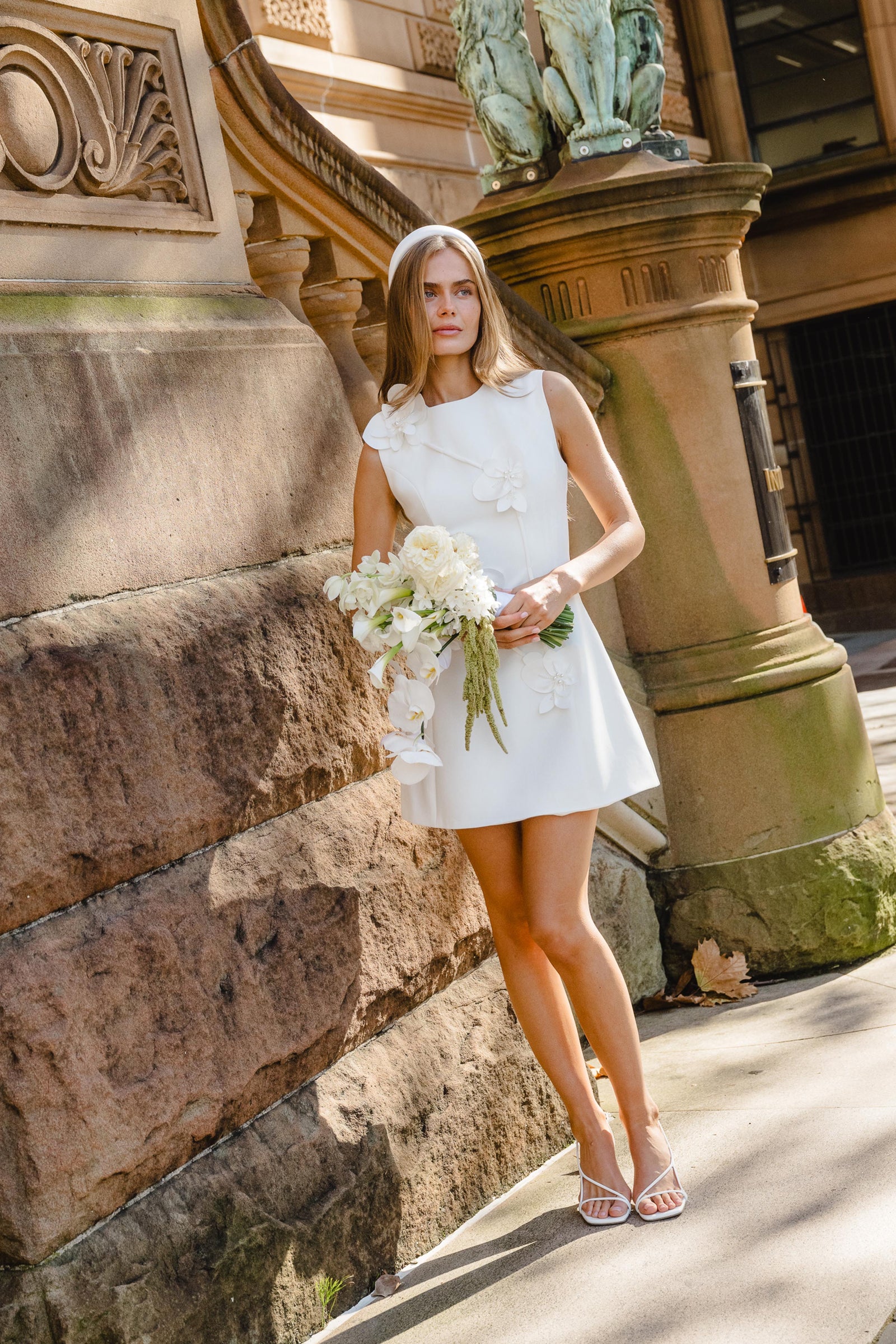 Reina Appliqué Mini Dress Dress White
