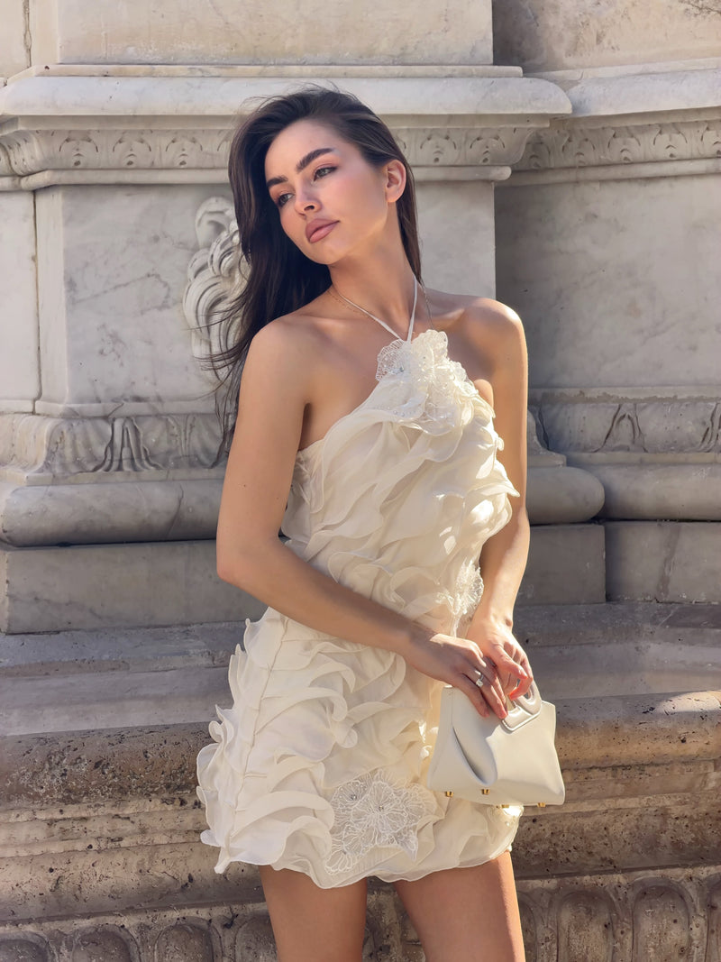 Yvette Halter Mini Dress in White Elliatt Yvette Halter Mini Dress in White Elliatt